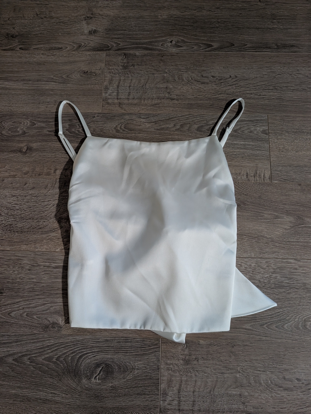 White Satin Spaghetti Strap Cami Top